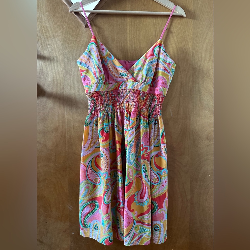 Moda International Y2K 100% Silk Vintage Boho Paisley Print Summer Dress
